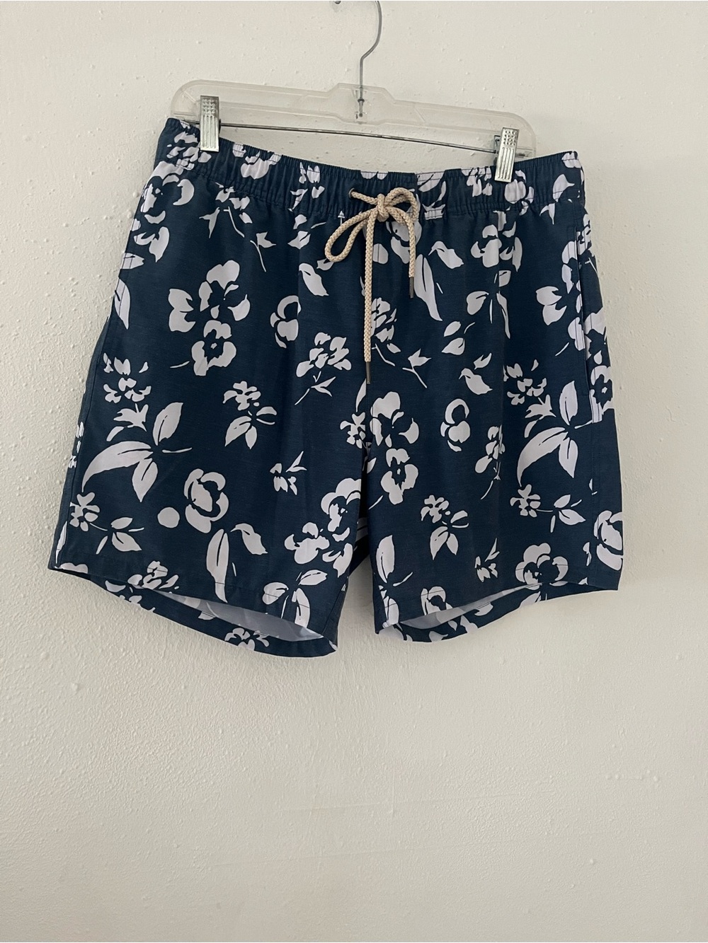Fair Harbor Navy and White Floral Swim Trunks